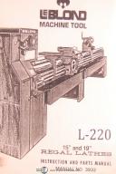 Leblond-Leblond 15\" and 19\" Regal lathes, 3932 Instruction and Parts Manual Year (1975)-15 Inch-15\"-19 Inch-19\"-3932-01